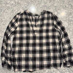 GAP Black and White Plaid Blouse